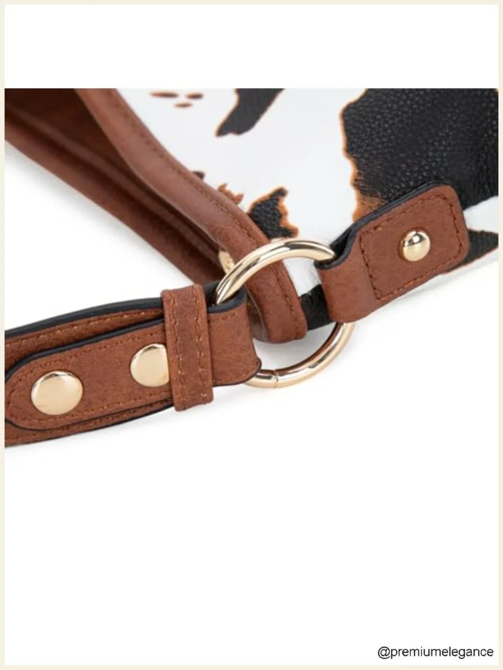 Medium Faux Leather Hobo Shoulder Bag with Gold Hardware
